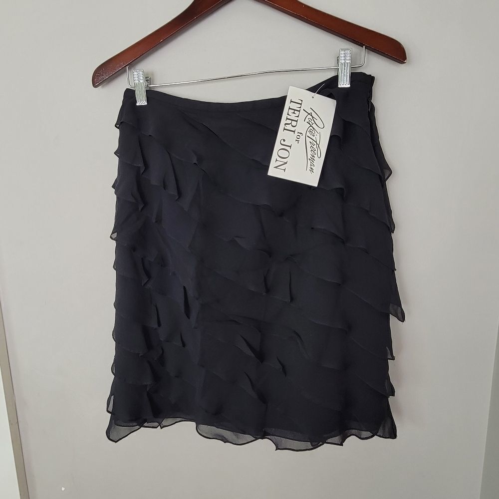 Rickie Freeman for Teri Jon Tiered Silk Skirt 10